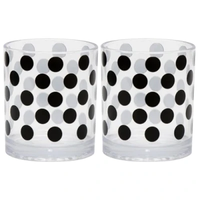 Immagine di Youngever Confezione da 4 bicchieri di plastica 350 ml, plastica, infrangibili, riutilizzabili, senza BPA, lavabili in lavastoviglie (pois neri)