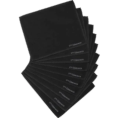 Immagine di styleBREAKER panno di pulizia in microfibra set, 10 pezzi, per occhiali, smartphone display e obiettivi 09020074 nero