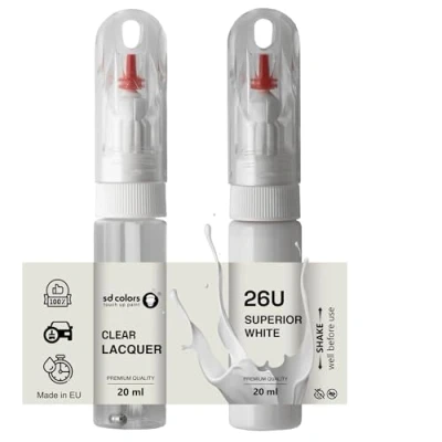 Immagine di SD COLORS Pennello per ritocchi da 20 ML, colore bianco superiore 26U riparazione graffi (vernice e laccatura)