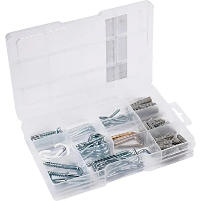 Immagine di Connex Assortimento di ganci a vite 78 pezzi Vari e tasselli in set preordinati pratica scatola plastica adatti per appendere tutti i tipi/set ganci/scatola assortita/DP8500123