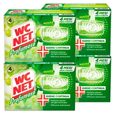 Immagine di Wc Net Tavoletta Profumoso 3 Effect, Detergente Igienizzante Solido per WC, Fragranza Lime Fresh, Lunga Duarata, 4 Pezzi x Confezione