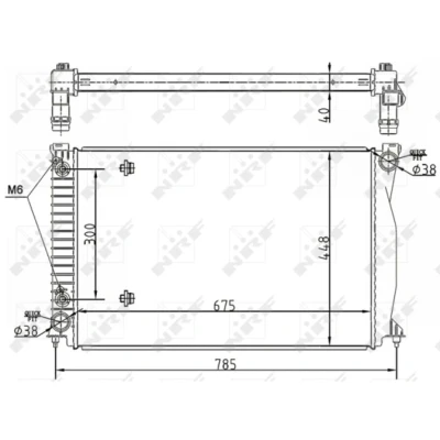 Immagine di NRF 53105 Radiatore motore Alluminio 675 448 40 Alette di raffreddamento saldate AUDI: A6 C6 Avant, Sedan