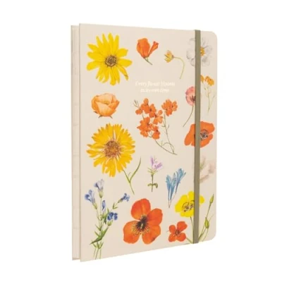 Immagine di Kokonote: quaderno Puntinato Botanical Flowers A5 con rilegatura a mano, copertina rigida e chiusura elastica, carta d&#039;avorio 90g/m², ideale come bullet journal o appunti