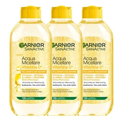 Immagine di Garnier Acqua Micellare Tutto In 1 SkinActive, Con Vitamina C, Per Pelli Spente E Non Uniformi, Senza Risciacquo, 3 X 400 Ml
