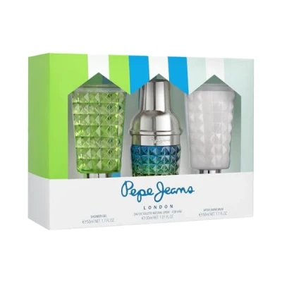 Immagine di Pepe Jeans Cocktail Edition For Him Confezione Profumo Uomo 3 Pezzi Eau de Toilette 30ml, Dopobarba 50ml e Gel Doccia Set Fragranze Agrumati, Legnosi Speziati Profumi