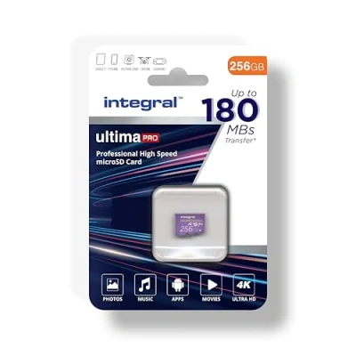 Immagine di Integral scheda micro SD da 256 GB, velocità di lettura video 4K, 180 MB/s e scrittura 150 MB/s, MicroSDXC A2 C10 U3 UHS I V30, la nostra memoria