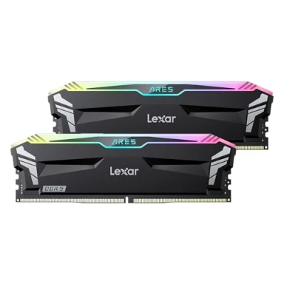 Immagine di Lexar ARES RGB RAM DDR5 32GB Kit (16GB x 2) 6000 MHz, CL30 36 68 DRAM UDIMM a 288 Pin Memoria Desktop, per Computer da gioco PC Supporta XMP 3.0/AMD EXPO, 1.35V (LD5BU016G R6000GDLA)