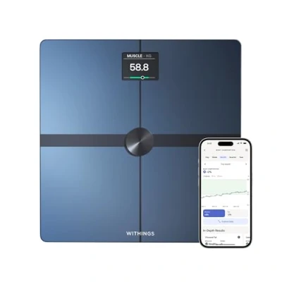 Immagine di Withings Body Smart Bilancia pesapersone con composizione corporea (peso, massa grassa, muscolare, ossa, acqua, indice di grasso viscerale), digitale WIFI, fino a 8 utenti
