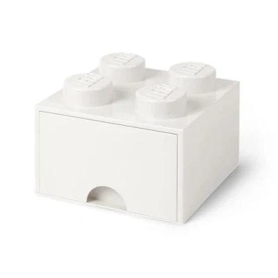 Immagine di Cassettiera Mattoncino Lego 4 Bottoni, 1 Cassetto, Cassa Portaoggetti Impilabile, 4.7 L