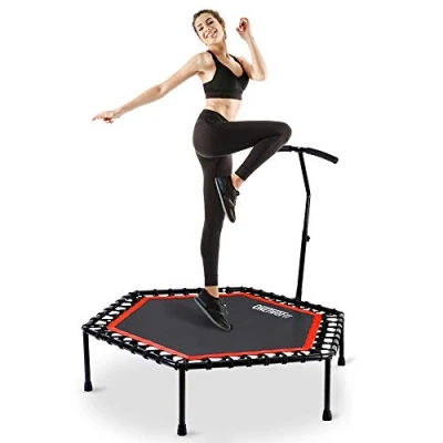 Immagine di ONETWOFIT Mini Trampolino 48&quot; Silenzioso con Manubrio Regolabile Attrezzo per Fitness e Salto Allenamento Cardio Trainer OT088