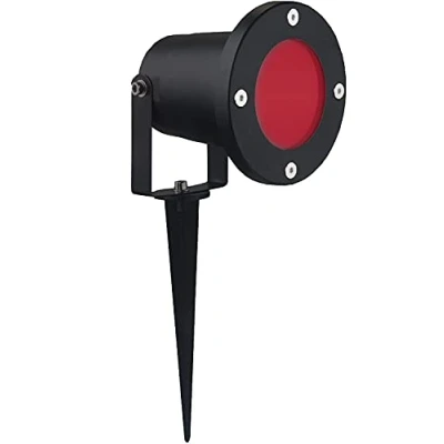 Immagine di Partenopeautensili® Faretto orientabile con picchetto gu10 da esterno giardino segnapasso luce lampada a led (Luce Rossa, ARMATURA NERA)