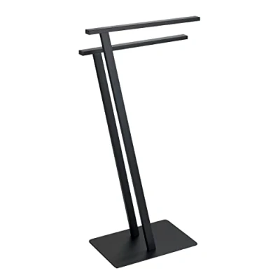 Immagine di WENKO Piantana portasalviette Lirio, Stender portasalviette, Appendiabiti, in Acciaio Verniciato, 20 x 76,5 40 cm, Colore Nero Opaco
