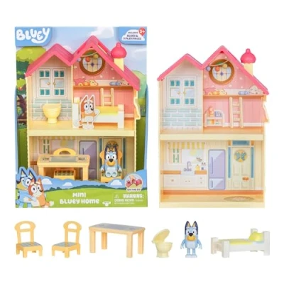 Immagine di BLUEY Set di Gioco Piccola Casa Compatto con Maniglia Trasporto. Tre pezzi. Cucina, Camera da letto e bagno. Incluso: Figura 5 elementi