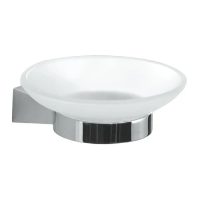 Immagine di GEDY Portasapone Tonale, Porta Saponetta in Acciaio Inox, Cromall e Vetro Satinato, Fissaggio con Viti Incluse, Cromato, 3,9x10,9x11,5cm