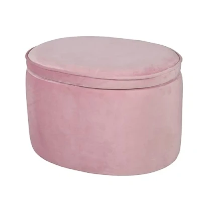 Immagine di roba Pouf per Bambini a forma Ovale Lil Sofa Rivestito in Velluto con Contenitore Multifunzione Arredamento la Cameretta dai 18 Mesi Rosa