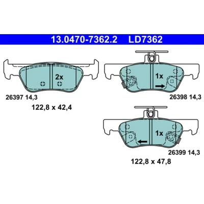 Immagine di ATE 13.0470 7362.2 Kit pastiglie freno con segnalatore acustico usura