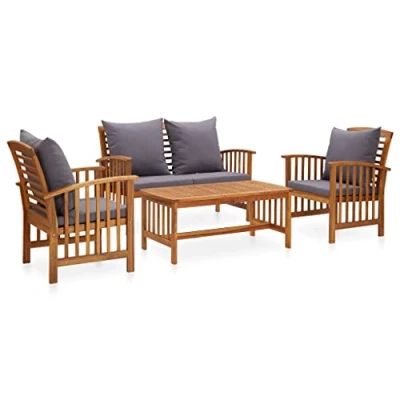 Immagine di vidaXL Set Divani da Giardino 4 pz con Cuscini in Massello di Acacia