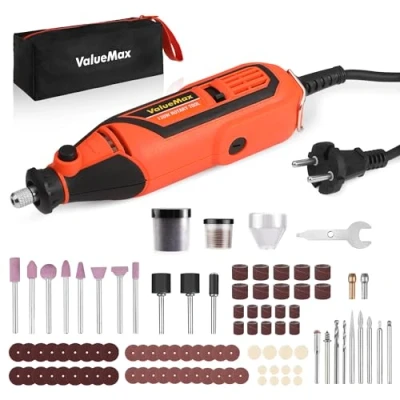 Immagine di ValueMax Utensile Rotante Multifunzione，Mini Trapano Elettrico,Utensile Kit con 120 Accessori, 5 Velocità Variabili da 35000 giri/min, per Incisione, Taglio, Foratura, Fai te