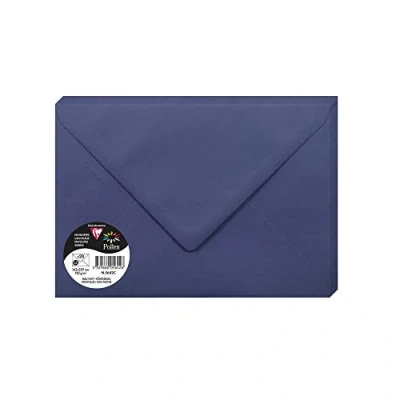 Immagine di Clairefontaine 5642C Pacco da 20 Buste gommate Formato C5 16,2x22,9cm 120g/m² Colore blu notte Inviti Eventi e Corrispondenza Gamma Pollen Carta Premium Liscia