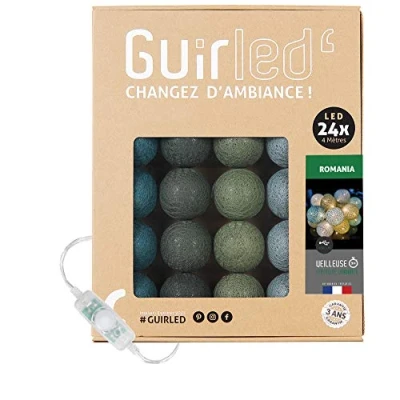 Immagine di GuirLED Guirlanda luminoso a LED per batuffoli di cotone USB Luce notturna bambini 2h Alimentatore doppio 2A incluso 3 intensità 24 sfere 2,4m Romania