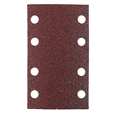 Immagine di kwb 8184 18 5 pezzi di carta vetrata professionale (80 x 133 mm, perforato, dimensioni del grano 180, per legno, metallo e colore, la levigatrice altalena con piastra portatore in velcro sistema aspirazione, pacchetto spar)