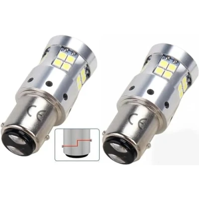 Immagine di P21/5W 1157 LED Lampadine 12V 24V Bay15d, Bianco 6500k, per luce posteriore, freno. Non l&#039;uso su imbarcazioni. 2pz
