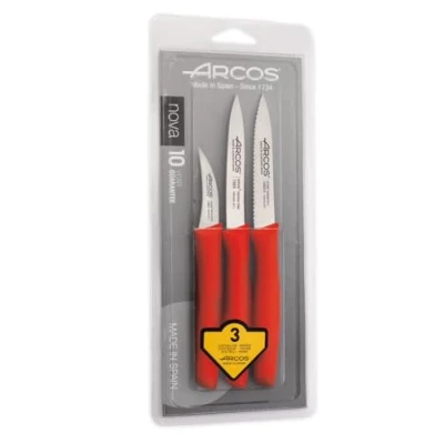 Immagine di Arcos Series Nova Set coltelli da cucina Lama in acciaio inossidabile nitrum Manico polipropilene colore rosso