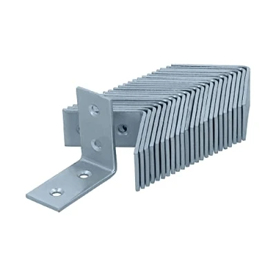 Immagine di HELPMATE 24 pezzi angolo piastra forata 40 x 20 mm Connettore angolare zincato galvanicamente &amp; blu passivato in legno con eccellente protezione contro la corrosione del