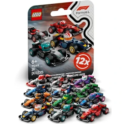Immagine di Lego F1 serie di auto da corsa con 12 Formula 1 auto: set completo delle minifigure 71049