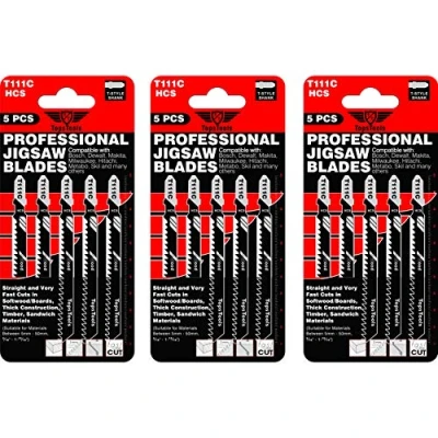 Immagine di 15 lame per seghetto alternativo TopsTools T111C compatibili con Bosch, Dewalt, Makita, Milwaukee e molti altri