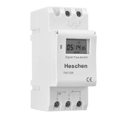 Immagine di Heschen Digital LCD Power Weekly Programmabile Timer Relè Interruttore THC15A DC12V 16Amp SPST 35mm Guida DIN