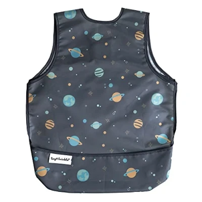 Immagine di Tiny Twinkle Mess Proof Baby Bib Waterproof Apron Machine Washable PVC, BPA, &amp; Phthalate Free Great Travel for Eating Food Bibs (Space, Large 2 4 Years)