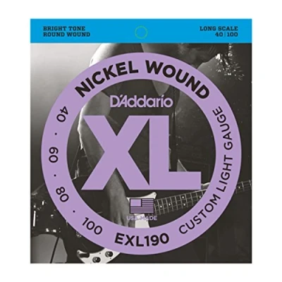 Immagine di D&#039;Addario Corde Basso Elettrico XL EXL190 4 Lunga Scala, Luce Personalizzata, 40 100 1 Pacchetto