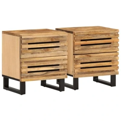 Immagine di vidaXL Comodini 2pz 40x33x46 cm in Legno Massello di Mango, tavolino da notte, mobile per camera letto, comodino legno, supporto notte