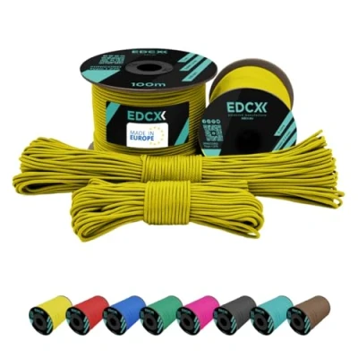 Immagine di EdcX 2 mm Nylon Paracord 275 (15, 30, 50 And 100 m) 100% Rope, 3 Strand Cord, Cord in Many Colours (Yellow, 30