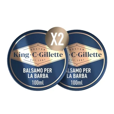 Immagine di King C. Gillette BALSAMO BARBA per RASATURA UOMO, 2 Confezioni da 100 ml la CURA della BARBA, Utilizzato con o Senza Risciacquo Burro di Cacao, IDEA REGALO UOMO
