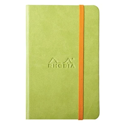 Immagine di RHODIA 118646C Taccuino Rigido anice A6 a righe 192 pagine Carta Clairefontaine Avorio 90 g/m Segna pagina, Chiusura con elastico Copertina Simil Cuoio Collezione Rhodiarama
