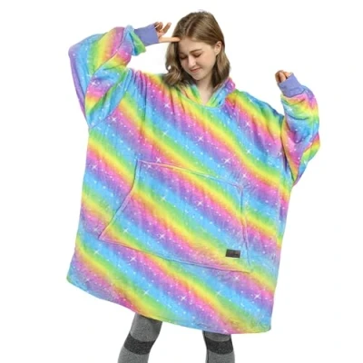 Immagine di Catalonia Classy Coperta con Cappuccio in Pile Oversize per Donne e Uomini, Felpa Calda Accogliente, Morbida Ampio Tasca Frontale