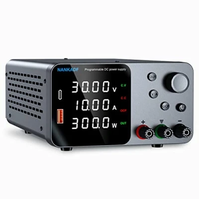 Immagine di Alimentatore da laboratorio 30V 10A CC regolabile con porta di ricarica USB A/Tipo c LED a 4 cifre alta precisione per la manutenzione laboratori e apparecchiature elettroniche