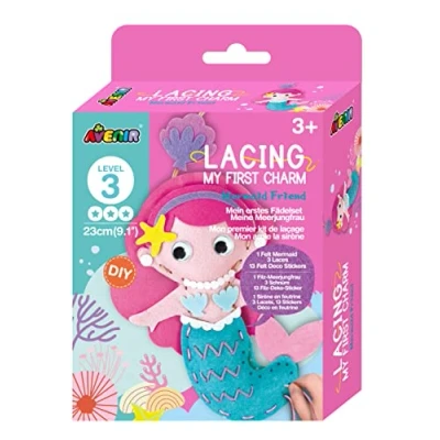 Immagine di Avenir My First Lacing Charm Mermaid Friends Primo cucito per bambini dai 3 anni in su Sviluppa abilità di e cucito, multicolore
