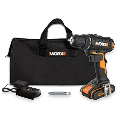 Immagine di WORX avvitatore a batteria WX100 20 V potente per forare e avvitare + 1 livello di coppia fino 30 Nm velocità variabile luce LED da 2 Ah
