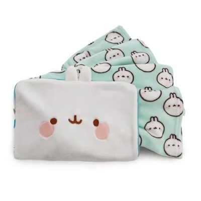 Immagine di NICI MOLANG 100x180cm / Borsa: 40x26cm Bianco Cuscino Morbido Pile, trasformabile in Coperta da Viaggio Calda e soffice per Donne, Uomini Bambini, Cartone Animato, Colore, 61172