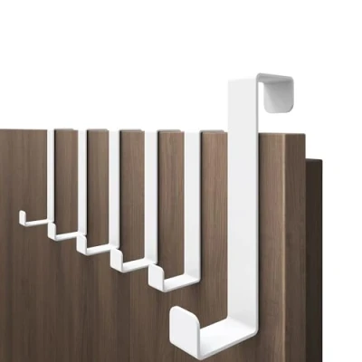 Immagine di 4smile Ganci per porta, set da 6 pezzi, bianchi, in acciaio inox, universali, appendere, appendere