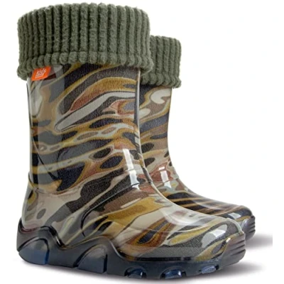 Immagine di demar. Stivali di gomma per bambini e bambine, caldi, foderati in pile, unisex, Mimetico, 28/30 EU