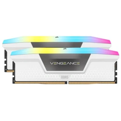 Immagine di CORSAIR VENGEANCE RGB DDR5 RAM 32GB (2x16GB) 6000MHz CL30 36 76 1.4V AMD EXPO &amp; Intel XMP Memoria per Computer Desktop Bianco (CMH32GX5M2B6000Z30W)