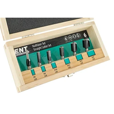 Immagine di ENT 09007 Set da 6 pz. Frese per Scanalatura Legno con Tagliente Base Aggiuntivo in Metallo Duro Forare Z2+1 Ø 8 10 12 16 20 Codolo mm