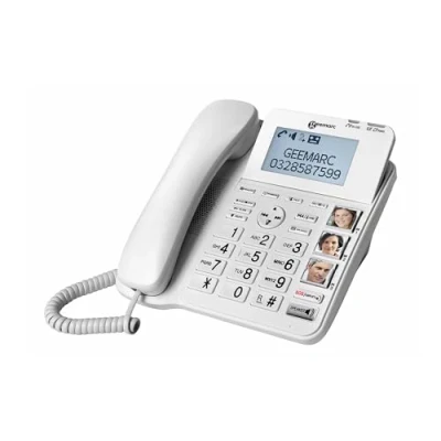 Immagine di Geemarc CL595 Telefono a filo per anziani Segreteria telefonica, Vivavoce, Segnalazione ottica di chiamata, compatibile con apparecchi acustici,