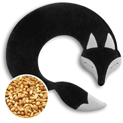 Immagine di CUSCINO RISCALDABILE Leschi per la pancia e schiena/Per collo, cervicale coliche dei neonati/Per microonde, con semi di grano/Noah volpe, nero