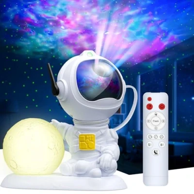 Immagine di Astronauta Proiettore Stelle Soffitto, Galassia con Luce Notturna Bambini, 360 Rotazione, Telecomando e Timer, Lampada Aurora Boreale per Camera da Letto, Regalo Bambini Adulti