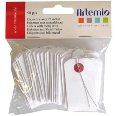 Immagine di Artemio Set di 50 Etichette, Carta, Bianco, 11,5 x 1,5 13 cm